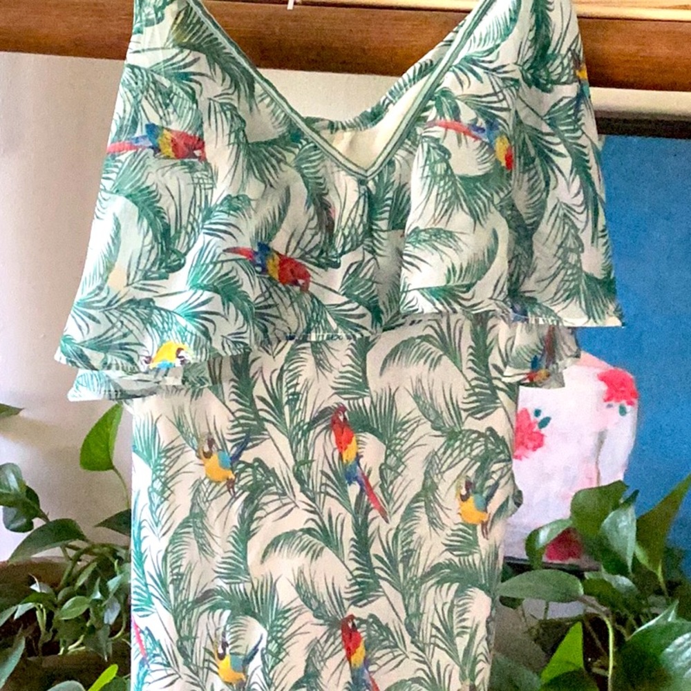 Tropical Parrot Print Dress